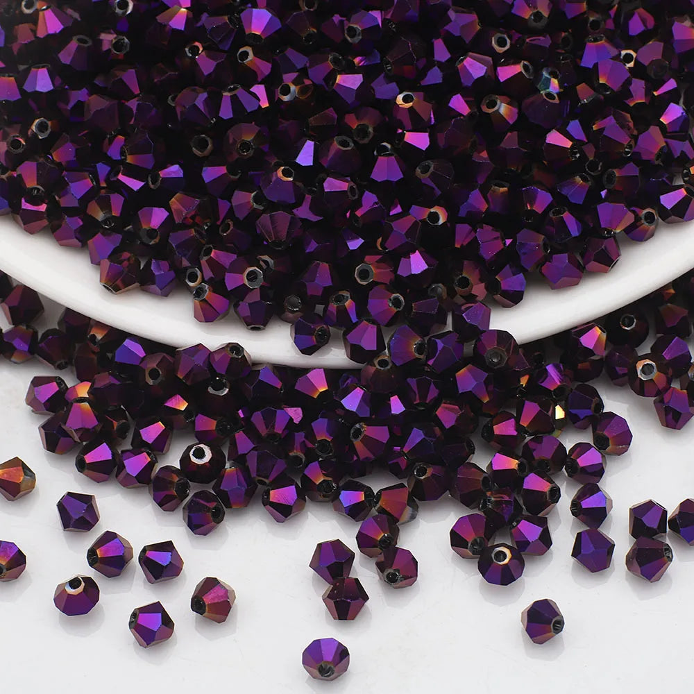 3/4/6mm Rainbow Austria Bicone Crystal Beads AB Colour Faceted Glass Beads for DIY Jewellery Making