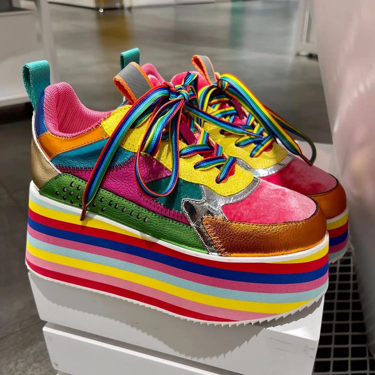 Rosie's Rainbow Sneakers Chunky Platform Shoes