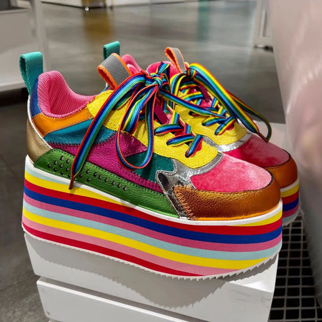 Rosie's Rainbow Sneakers Chunky Platform Shoes