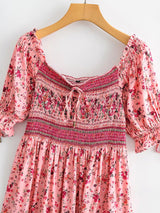 Anahita Bohemian Floral Shirred Dress