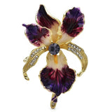 Enamel Orchid Flower Brooches