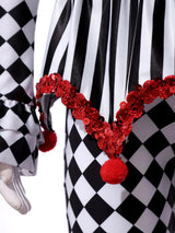 Kids Girls Halloween Harlequin Circus Clown Cosplay Costume Pom Poms Checkerboard Jumpsuit