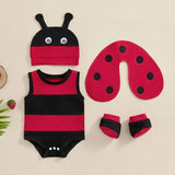 4 Piece Baby Ladybug Romper Set Wings Hat Socks Baby Clothes