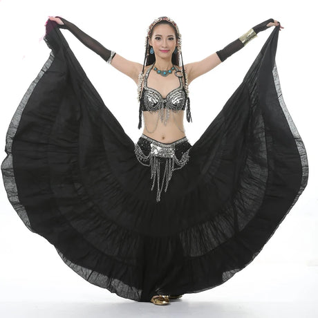 Tribal Belly Dance Flax Linen Gypsy Skirt Full Circle Dancewear 14 Colours