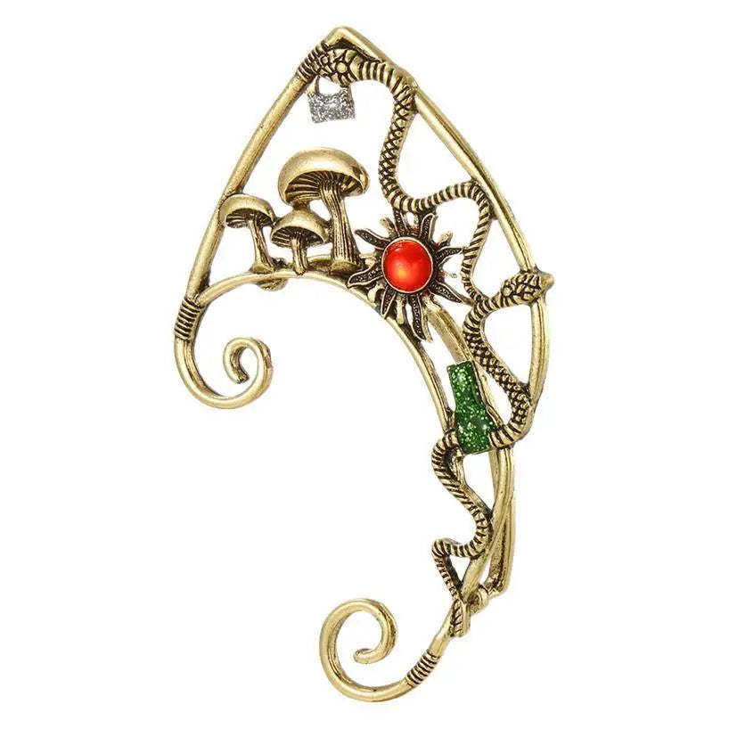 Forest Witch Ear Cuff Sun Snake Mushrooms