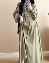Olive's Embroidered Long Sleeve Shirt Dress