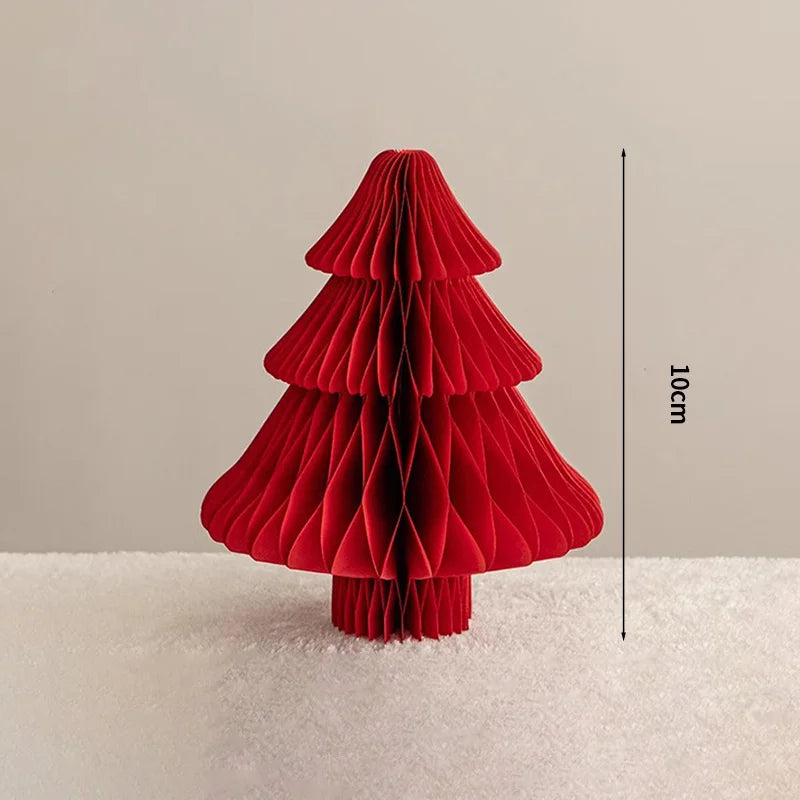 Christmas Paper Honeycomb Decorations Ball Folding Christmas Tree Table 3D Ornaments