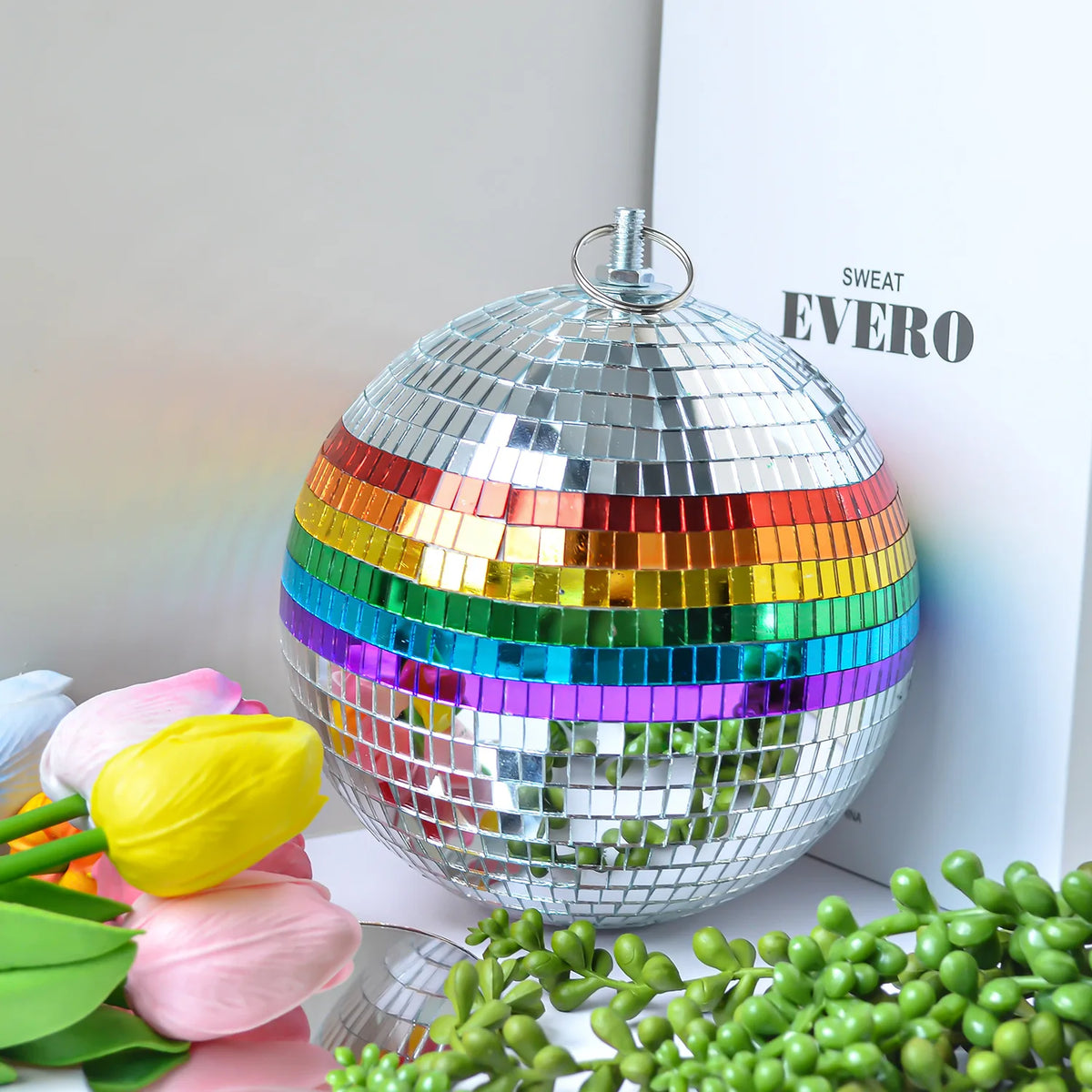Hanging Disco Mirror Ball Rainbow Mardi Gras LGBTQI Decor