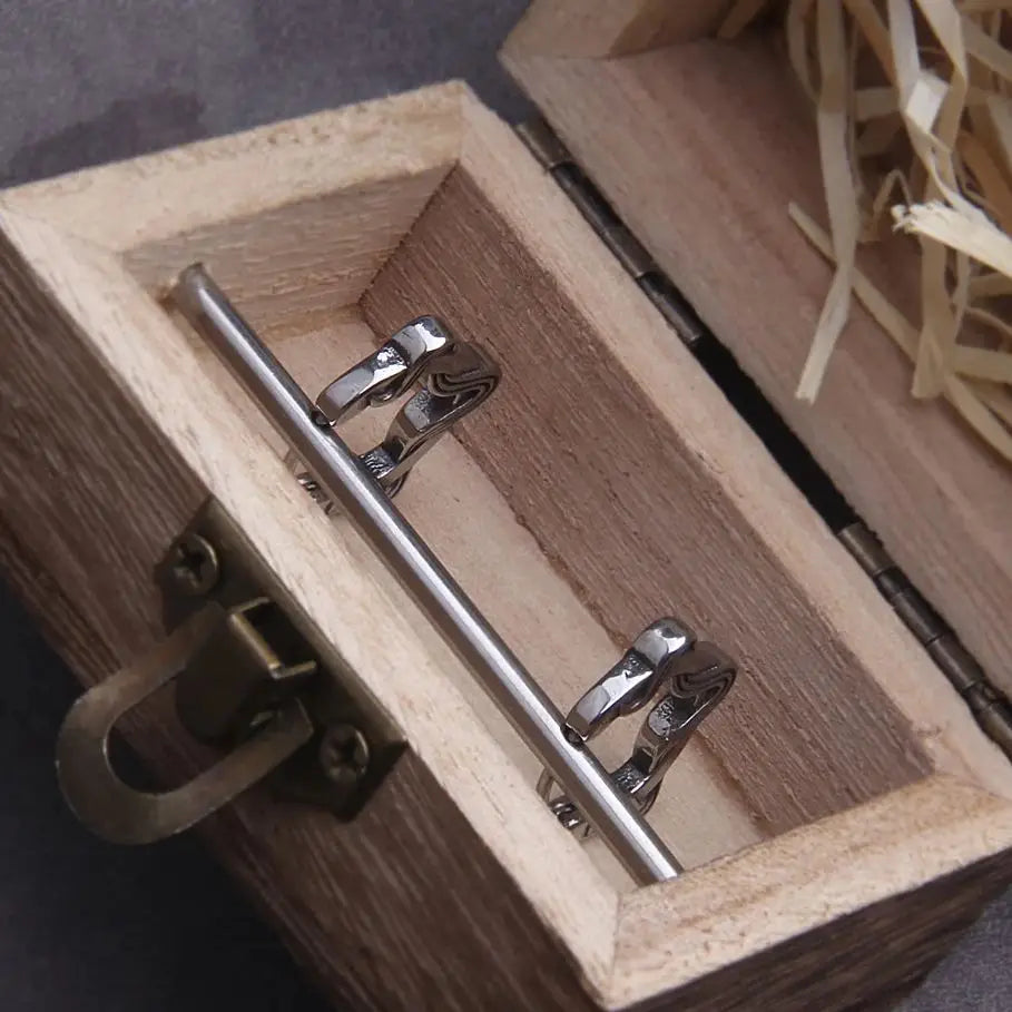 Vikings Tendril Stainless Steel Huggie Hoop Earrings for Men with Wooden Box