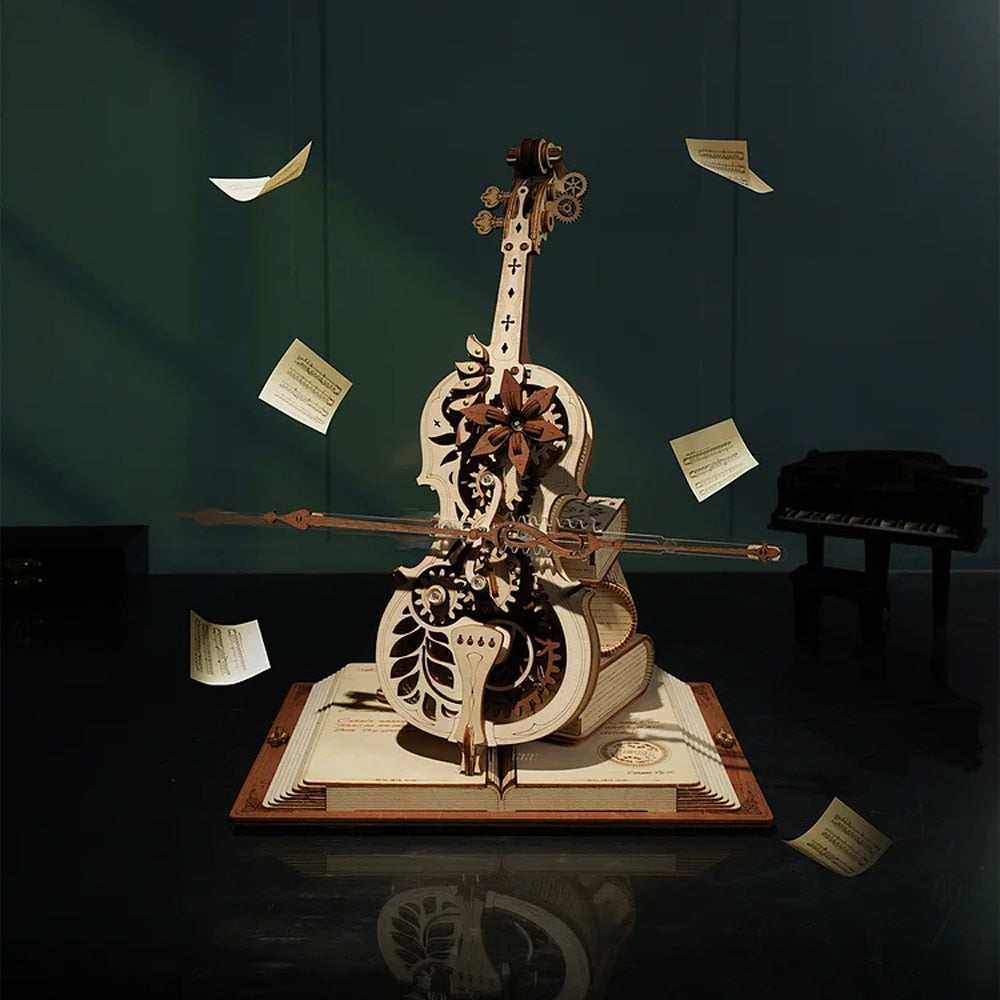 Magic Cello Music Box DIY Wooden Model Kit