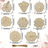 24Pcs Wooden Flower Head Hanging Ornaments For Decorations and Gifts DIY Wood Craft Project
