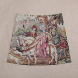 Medieval Tapestry Print Mini Skirt