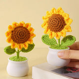 Crochet Sunflower Flowers Potted Desk Ornaments