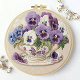 Pansies Flowers DIY Embroidery Kit for Beginners