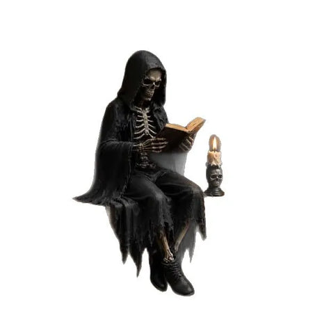 Gothic Dark Fantasy Book Shelf Figures Resin Figurines Grim Reaper Fantasy Library Decor