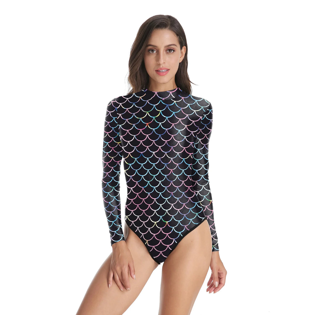 Mermaid Printed Long Sleeve Swimwear Set Surfing Swimsuit Rash Guards and Leggings