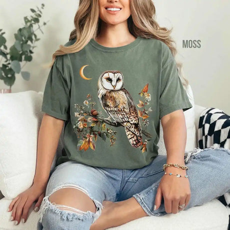Cottagecore Owl T-shirt Floral Whimsigoth Forest Tee