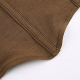 Y2k Chocolate Brown Flare Sleeve Top Matching Grunge Skirt