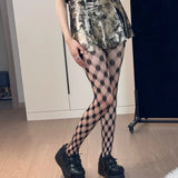 Diamond Check Fishnet Tights Pantyhose