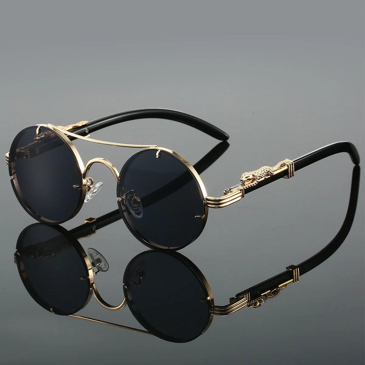 Round Retro Cape Sunglasses Double Bridge