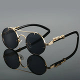 Round Retro Cape Sunglasses Double Bridge