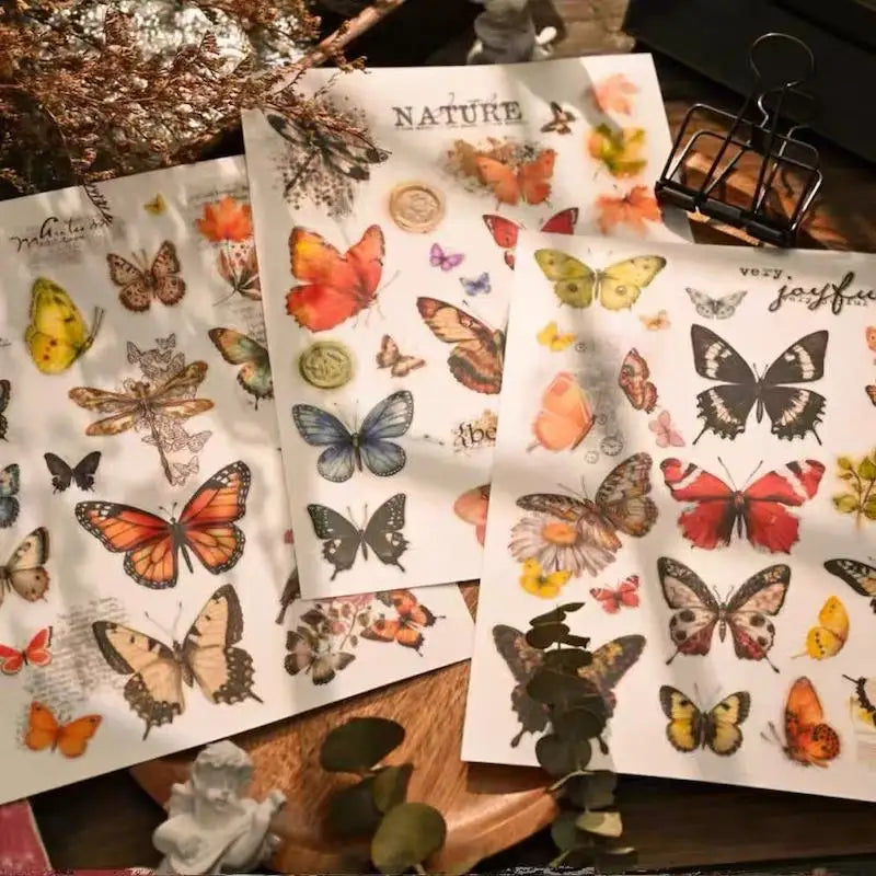 Vintage Big Butterfly RUB ON Transfer Stickers Scrapbooking DIY Craft Supplies Junk Journaling