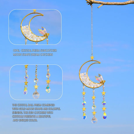 Sun Catcher Moon Crystal Rainbow Prism Garden Home Decor