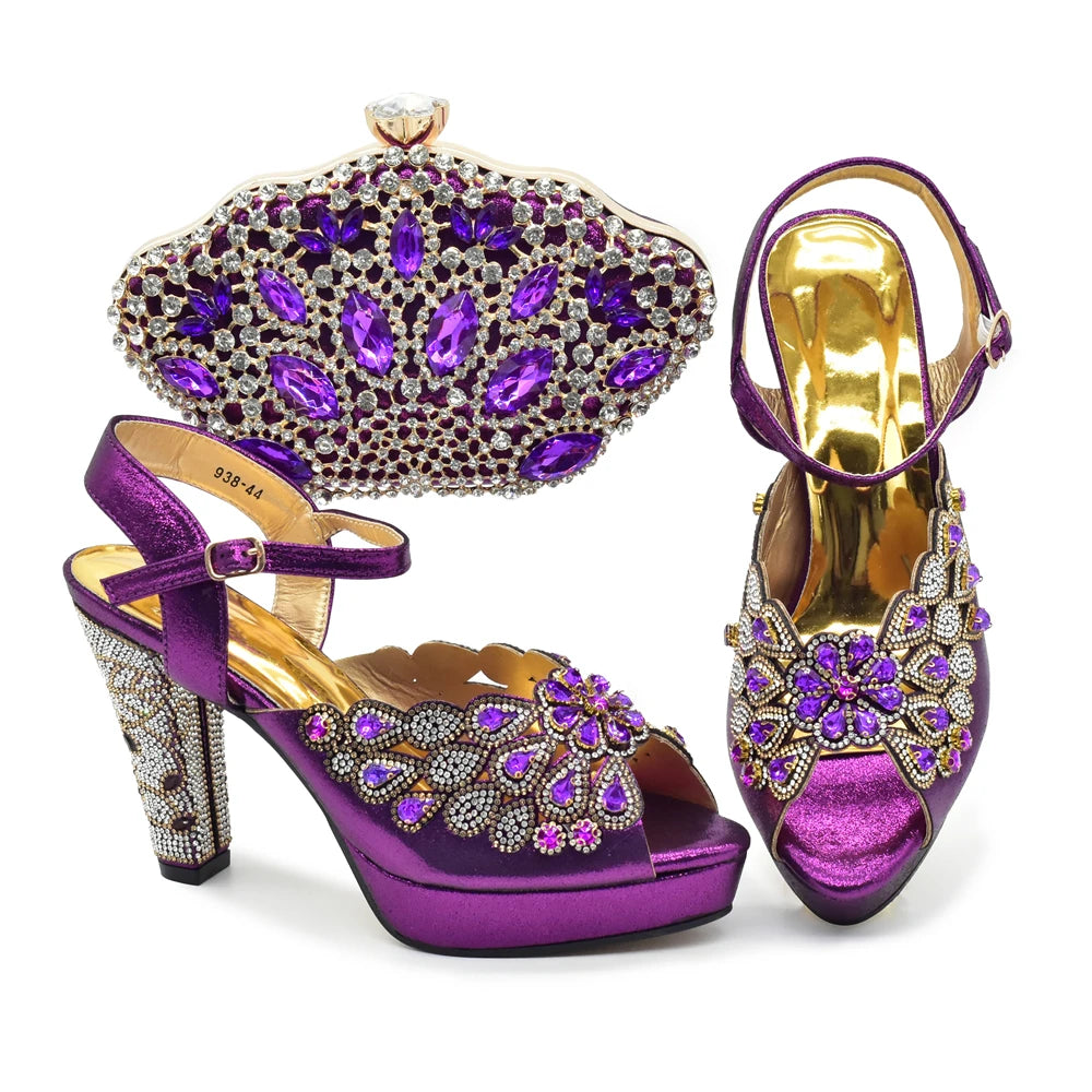 Peacock Peep-Toe Party Pumps Matching Bag and Shoes Set