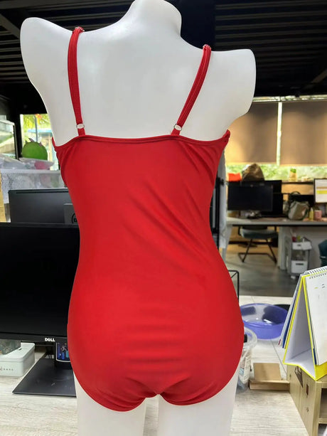 Red Flower Hollow Lace Swimsuit Skirt Resort Wear