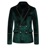 Plush Velvet Suit Two-piece Mens Party Suits Double Breasted Tuxedo Blazers & Pants