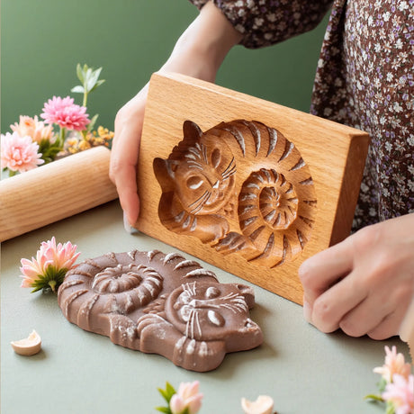 Even More Wooden Cookie Moulds Embossed Biscuit Press Cutter Moulds, Fish, Tiger, Horse, Squirrel, Seasonal