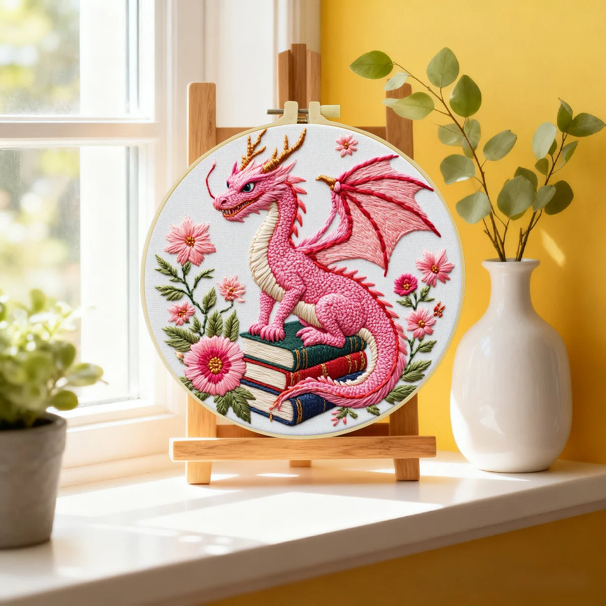 Pink Dragon DIY Embroidery Kit for Beginners
