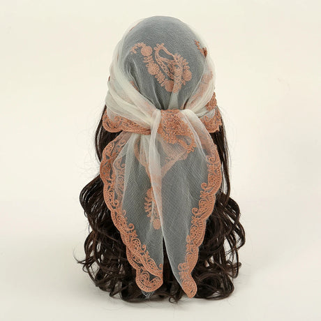 Lace Paisley Embroidered Square Bandana Scarf 23 Colours