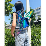 Mini Backpack Butterfly Wings Daypack Holographic Leather