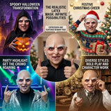 Bald Old Man Mask Full Head Latex Scary Grandpa Halloween Horror Party Cosplay Costume Prop