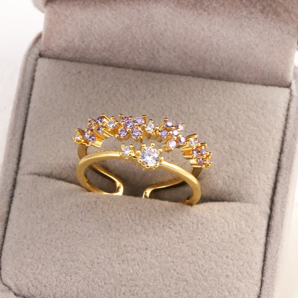 Sweet and Dainty Colourful Zircon Rings Gift Idea