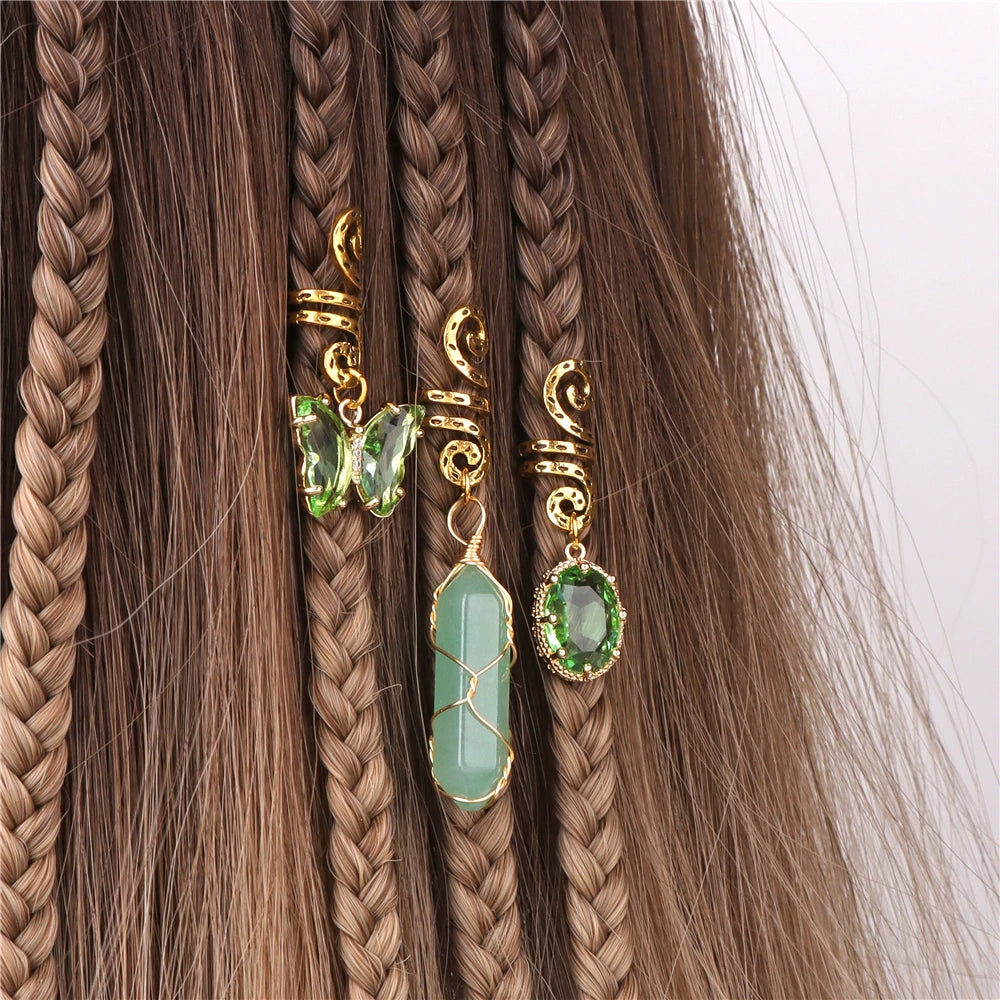 Crystal Braid Jewellery Hair Clips 3pcs/Set Natural Stones