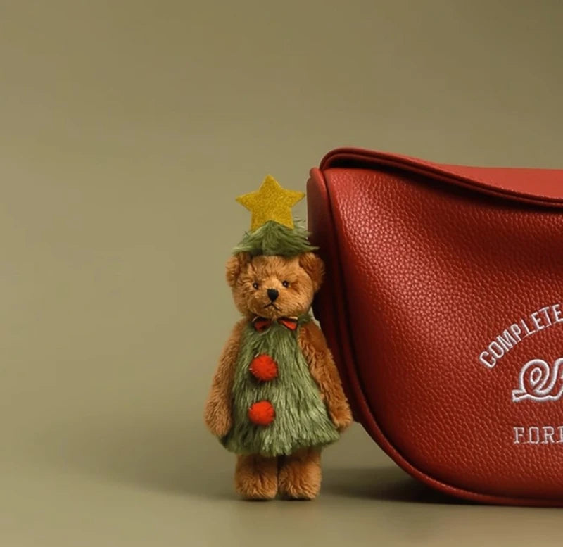 Christmas Plush Bear Toy Keychain
