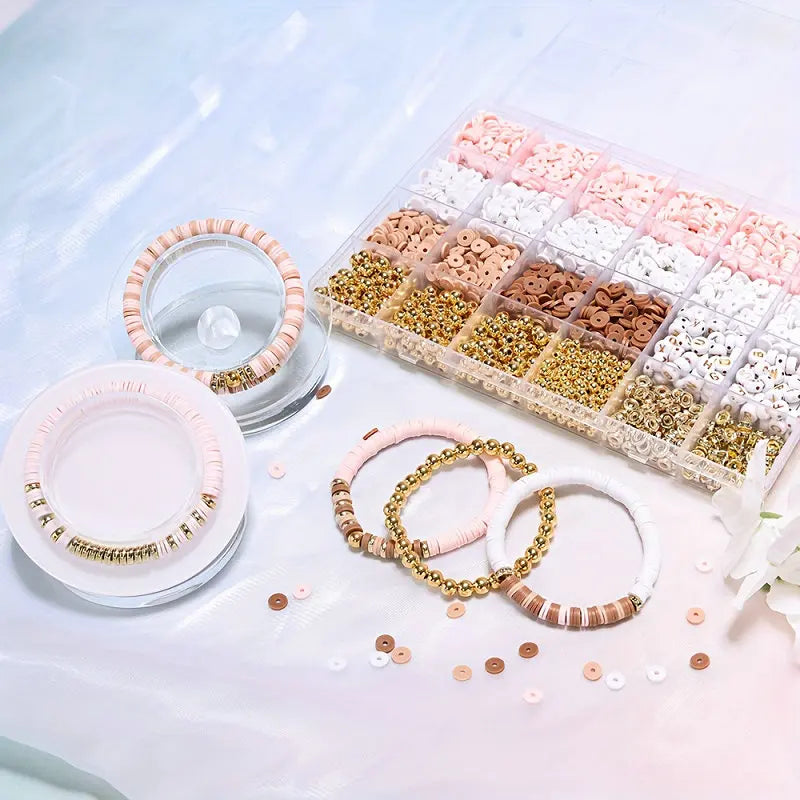 DIY Clay Beads Friendship  Bracelet Making Kit Golden Letter Beads for Jewellery Making