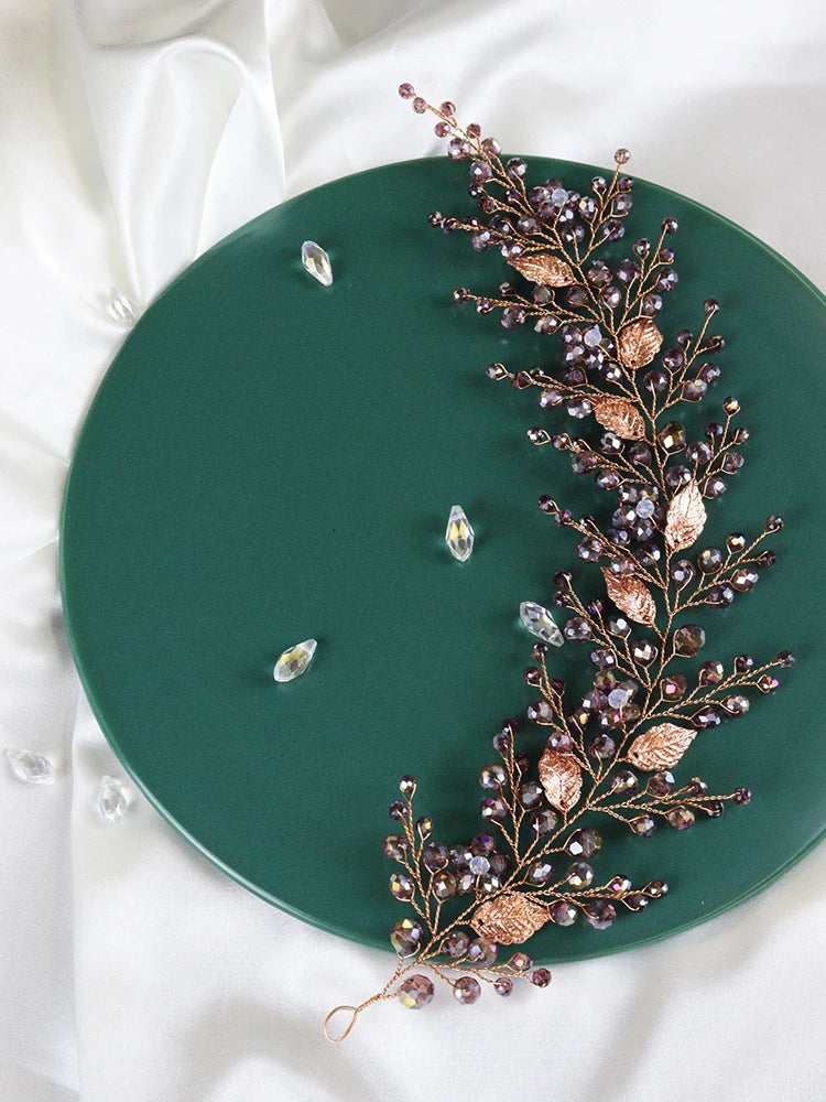 Purple Crystal Bridal Headdress Hair Accessories