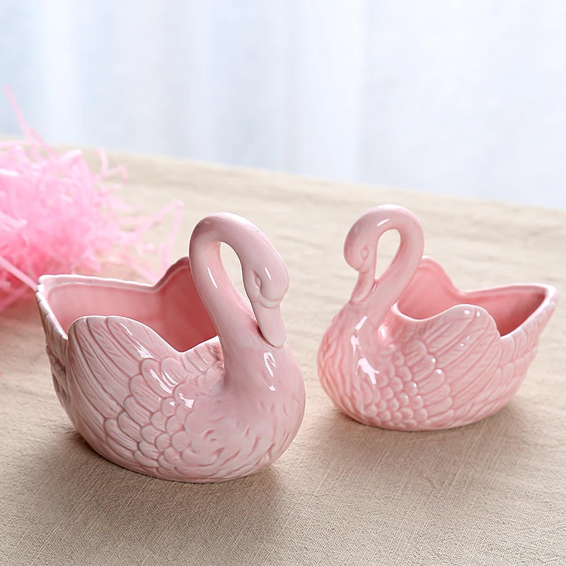 Swan Ceramic Flower Pots Home Decoration Storage Ornaments