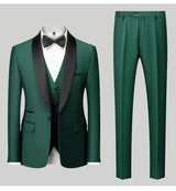 Mens Tuxedo Three Piece Suit Blazer with Trousers and Vest