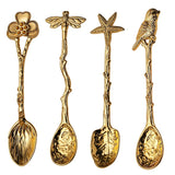 Golden Dragonfly Flower Bird Starfish 11CM Mini Spoon Teaspoon