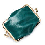 Genuine Leather Double Clamp Coin Purse Small Wallet Bag Pouch