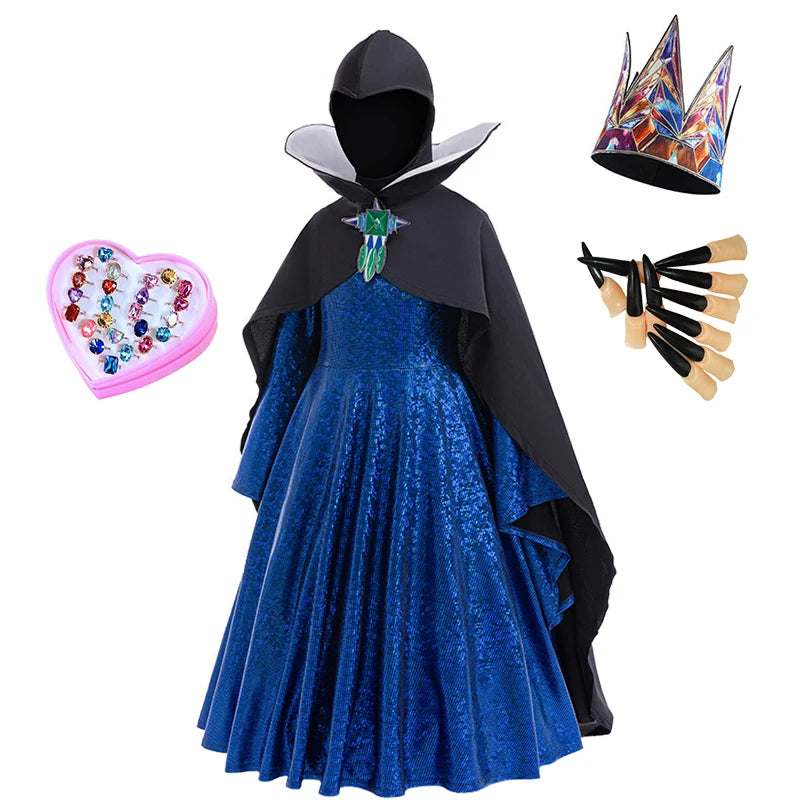 Evil Queen Girls Halloween Cosplay Snow White Costume 2-12Y