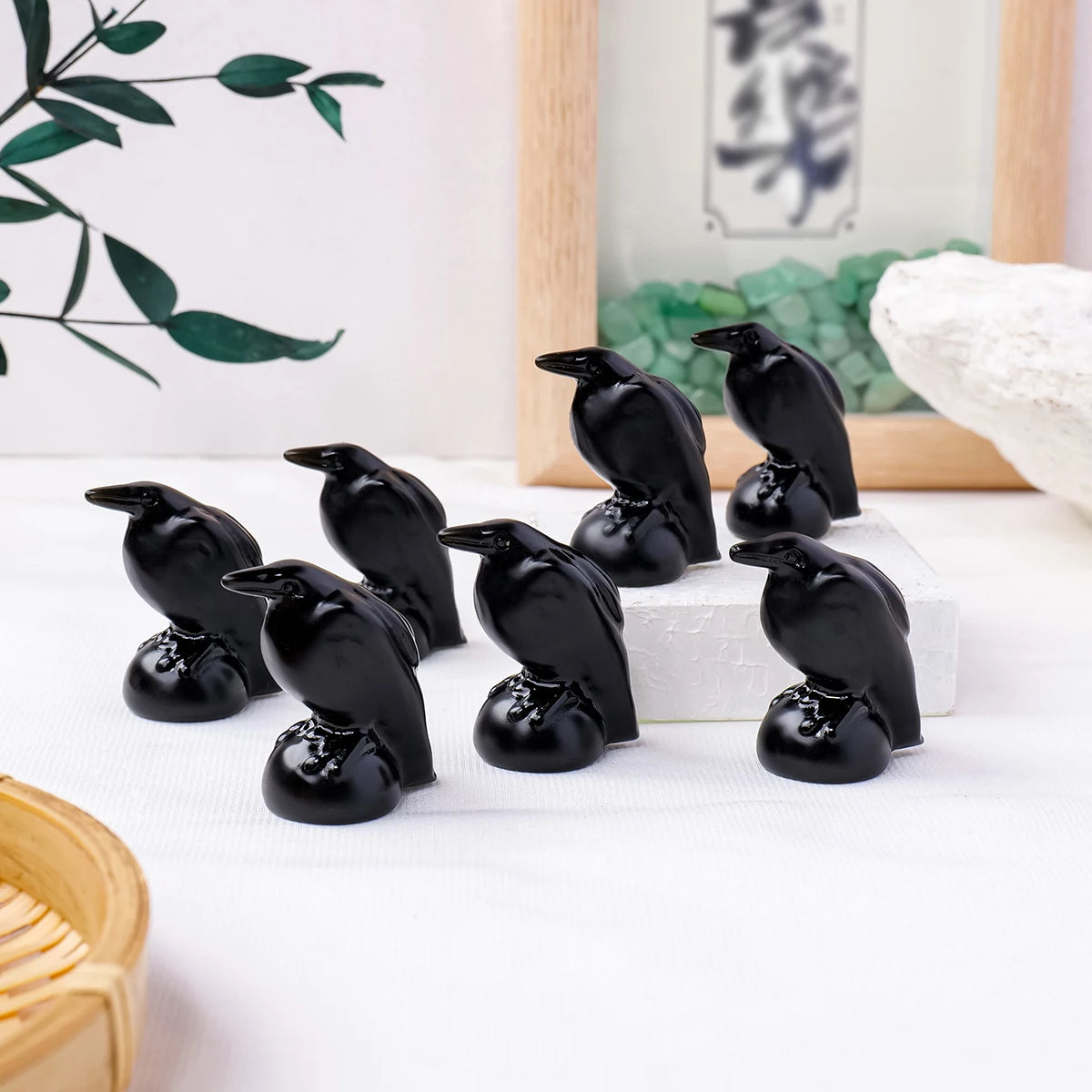 One Obsidian Crow Figurine