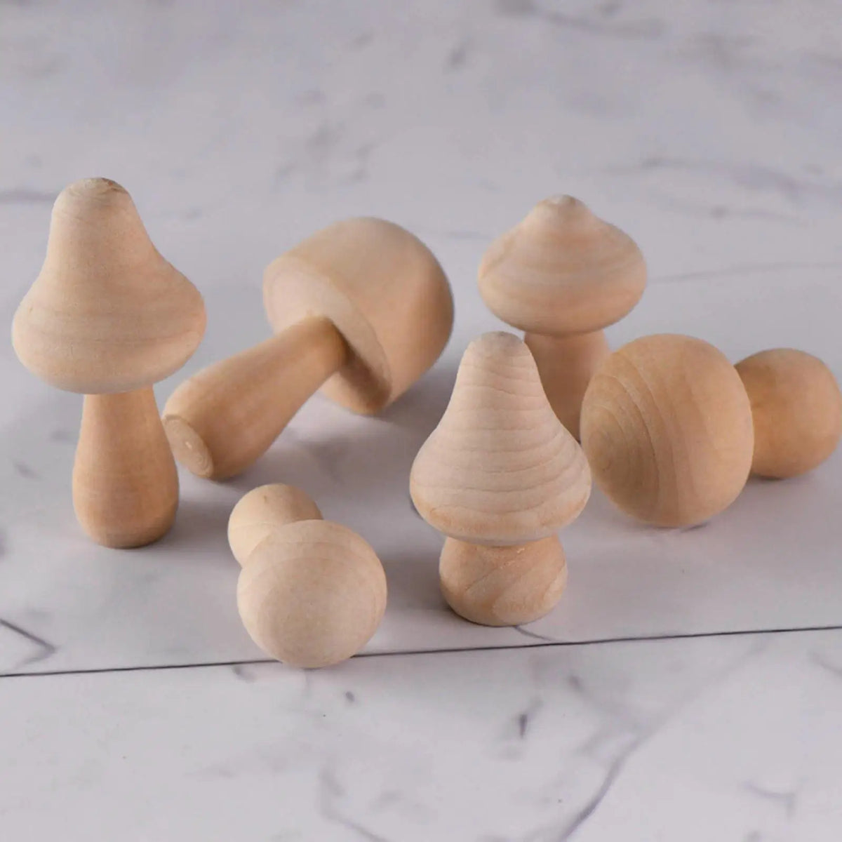 Ten Unfinished Wooden Mushrooms DIY Craft Paint