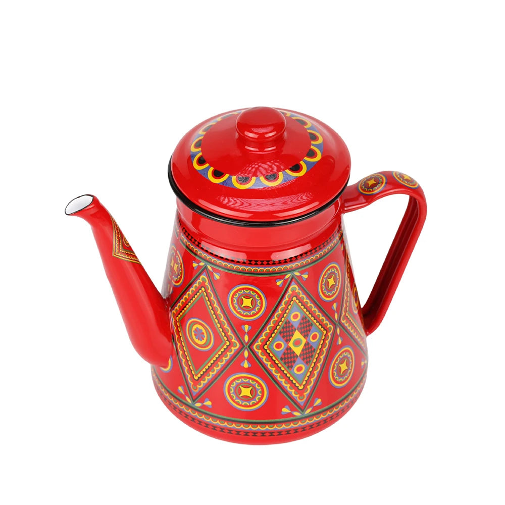 1.5L Enamel Coffee Pot Gooseneck Spout Stovetop Tea Kettle