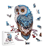 Blue Owl Wooden Jigsaw Puzzles Irregular Animal Shaped Pieces