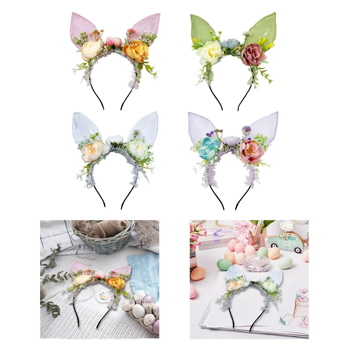 Easter Hat Parade Bunny Ears Headband Flower Hairband